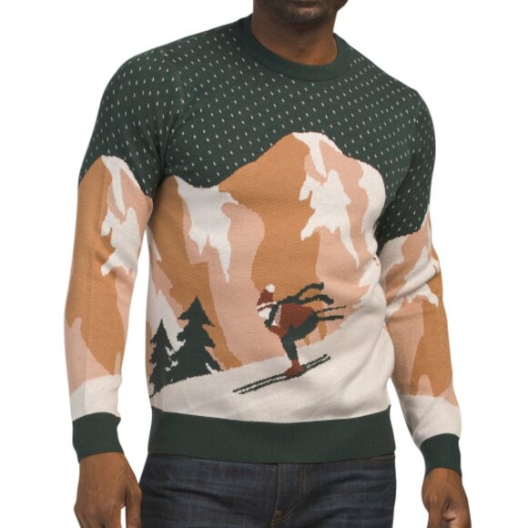 NEW ASPEN Crew Neck Landscape Design Sweater navy for men 267tn - Picture 1 of 3
